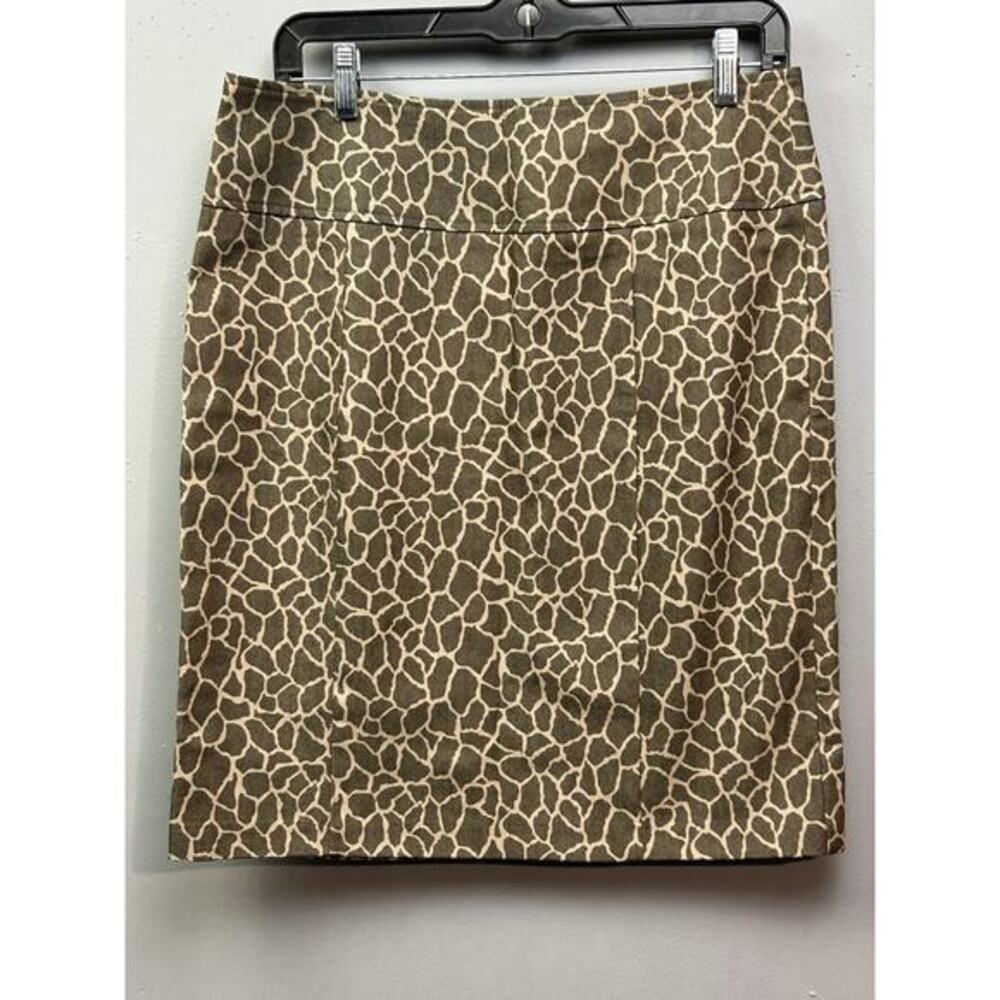 NYCC Skirt Womens 8 Brown Giraffe Animal Print Knee Length Career Work‎ Stretch